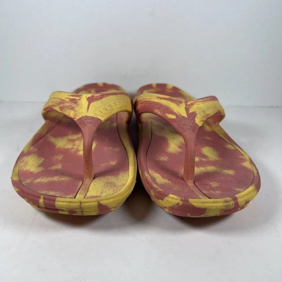 LL Bean Orange/Yellow Slip On Flip Flop Thong Sandals Women's Size 6 - Picture 2 of 8